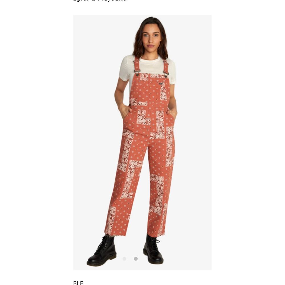 RVCA Women’s Dungarees Size 26 NWT Bandana Overalls Workwear Outdoor GORPCORE